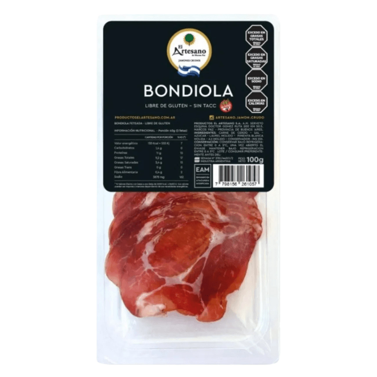 Bondiola Curada Feteada 100gr El Artesano
