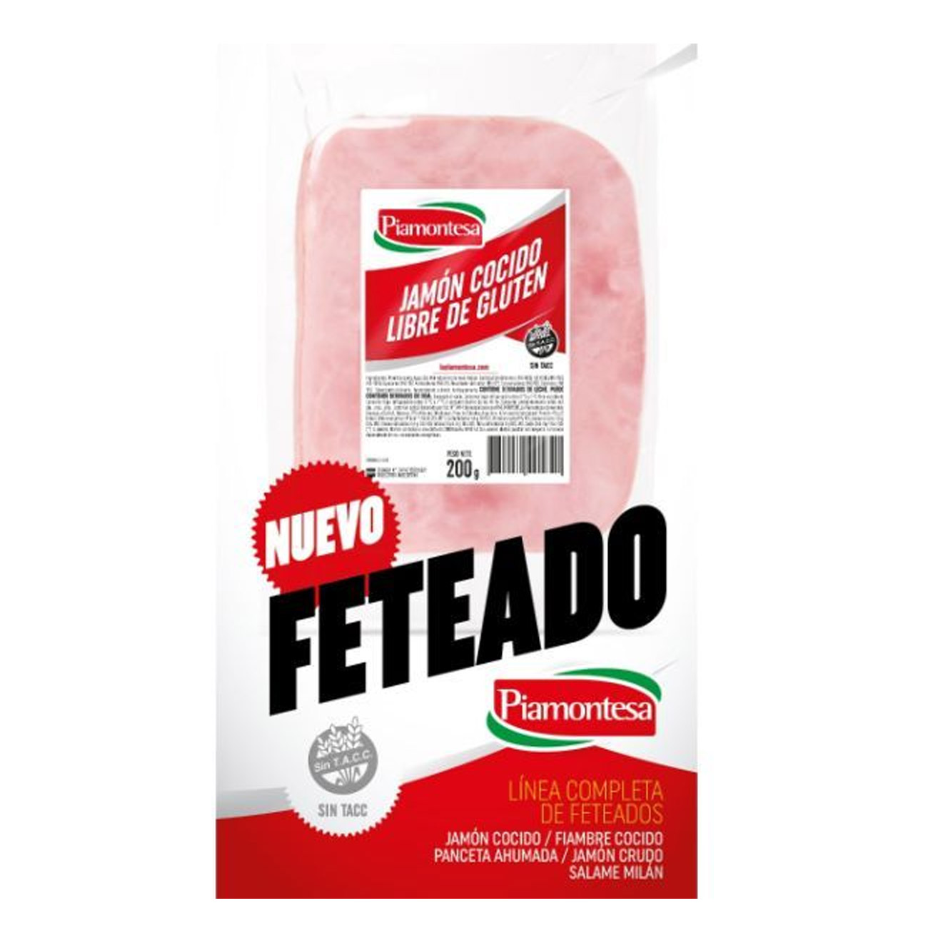 Jamón Cocido Feteado 200gr Piamontesa