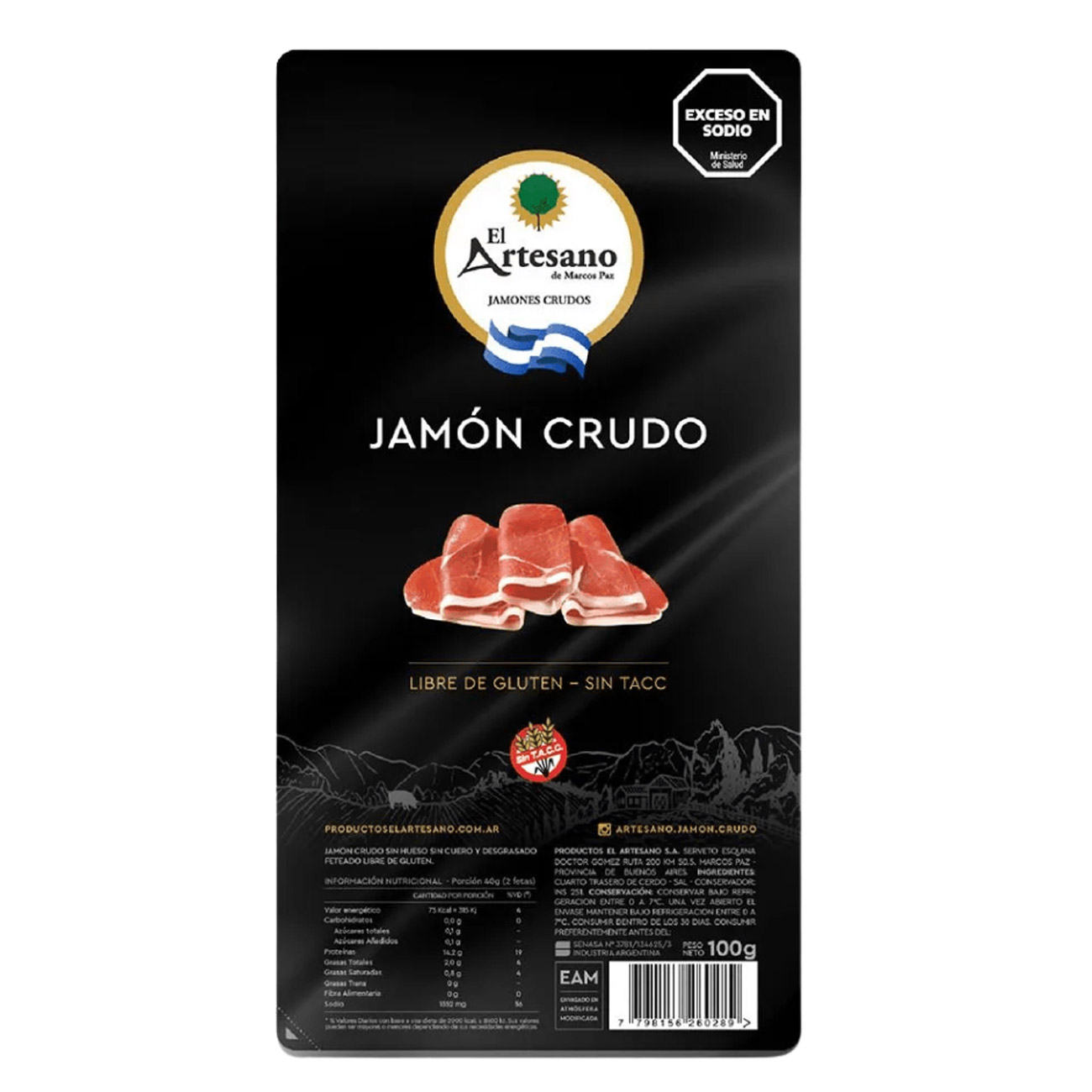 Jamon Crudo Feteado 100gr El Artesano