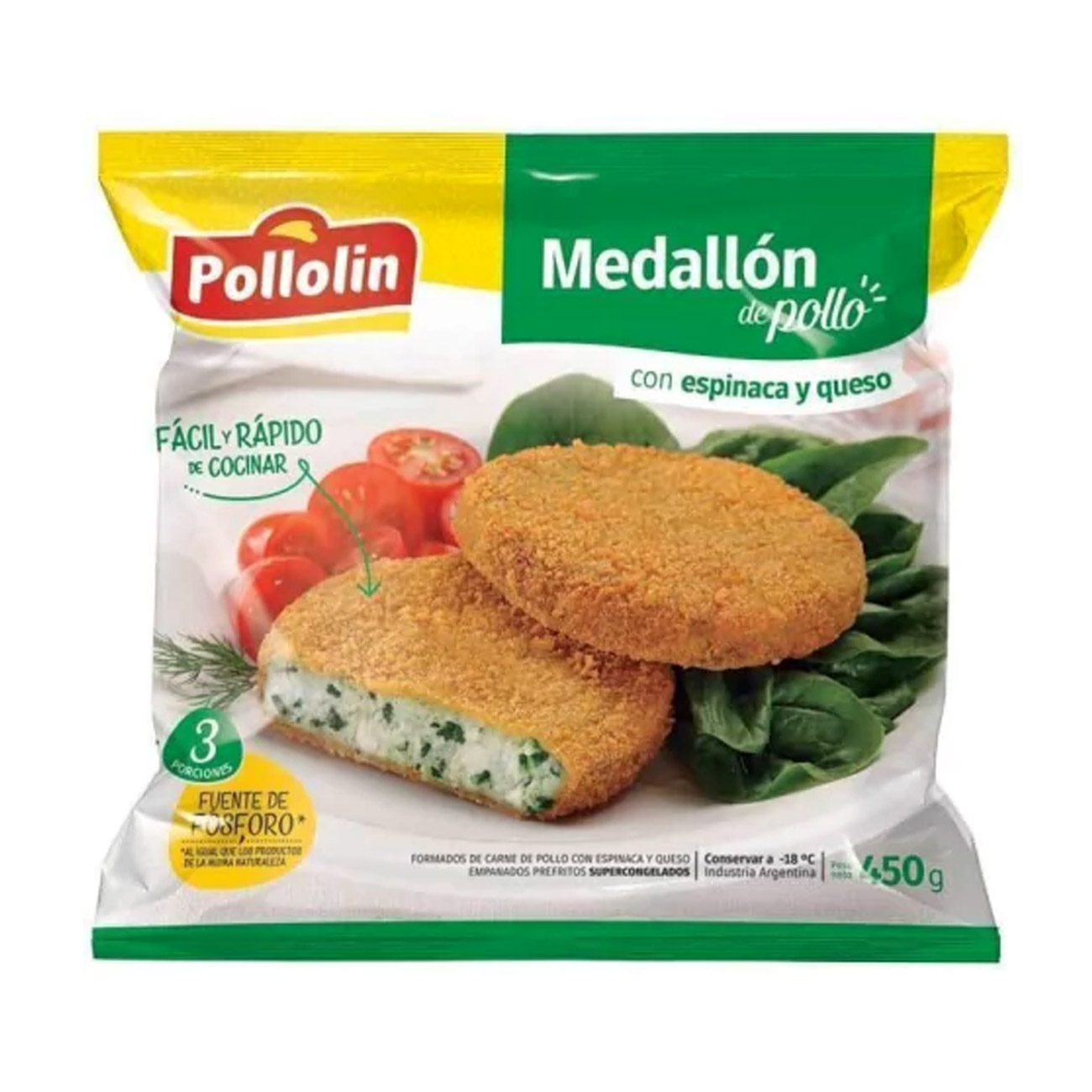 Medallon De Pollo Con Espinaca Y Queso 450gr