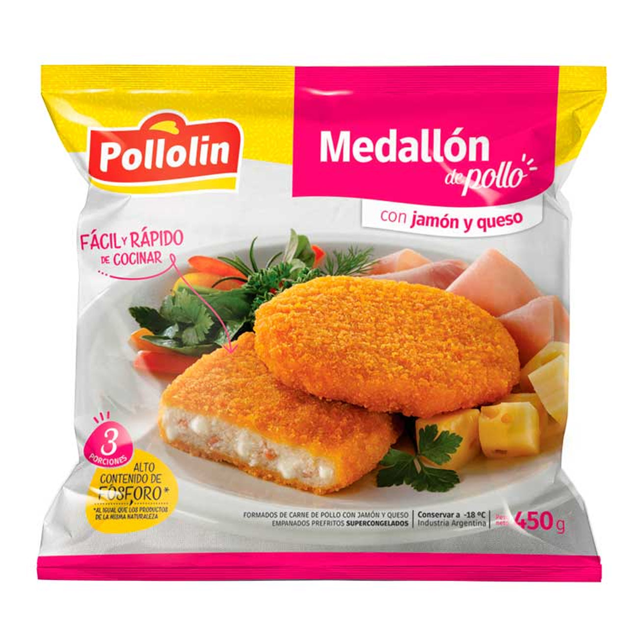 Medallon De Pollo Con Jamon Y Queso 450gr