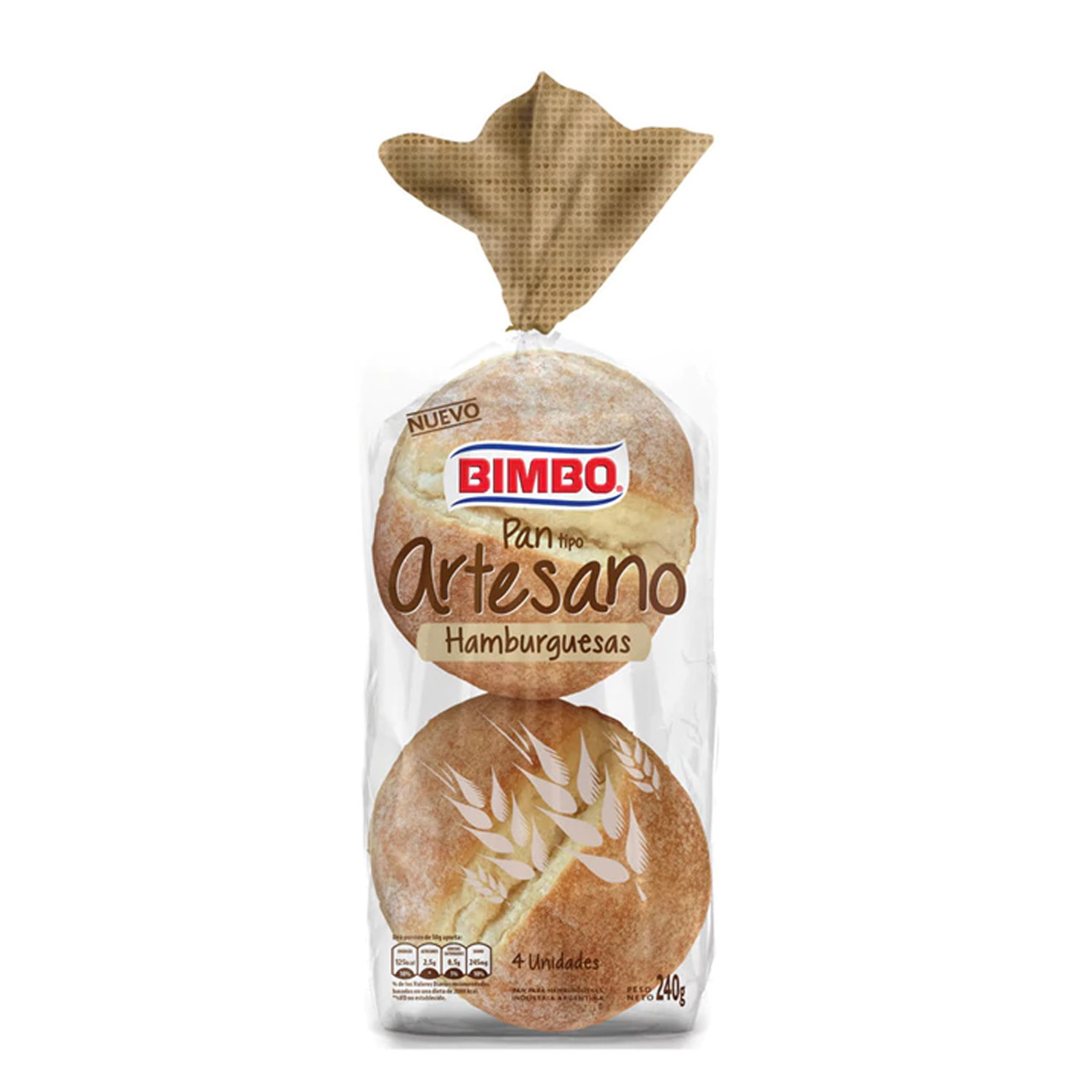 Pan Para Hamburguesas Artesano Bimbo Papa 240g