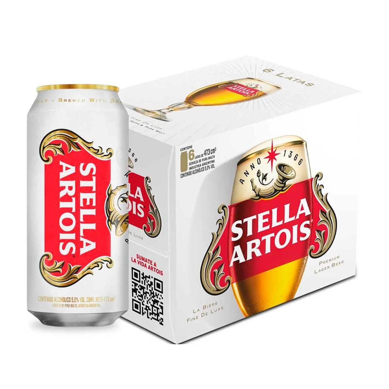 Stella Artois Lata 473cm Caja Six Pack