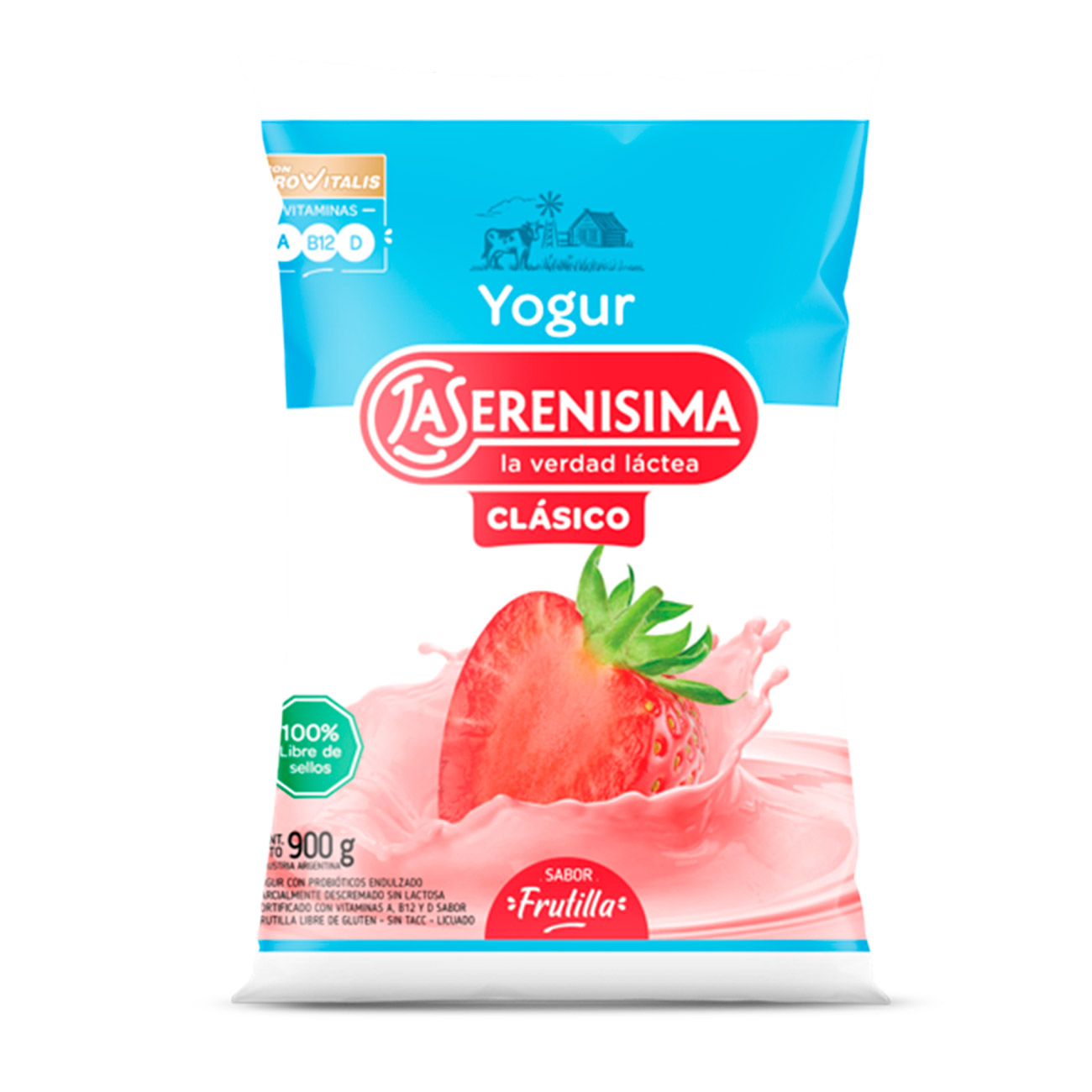 Yogurt Entero Frutilla 900cc