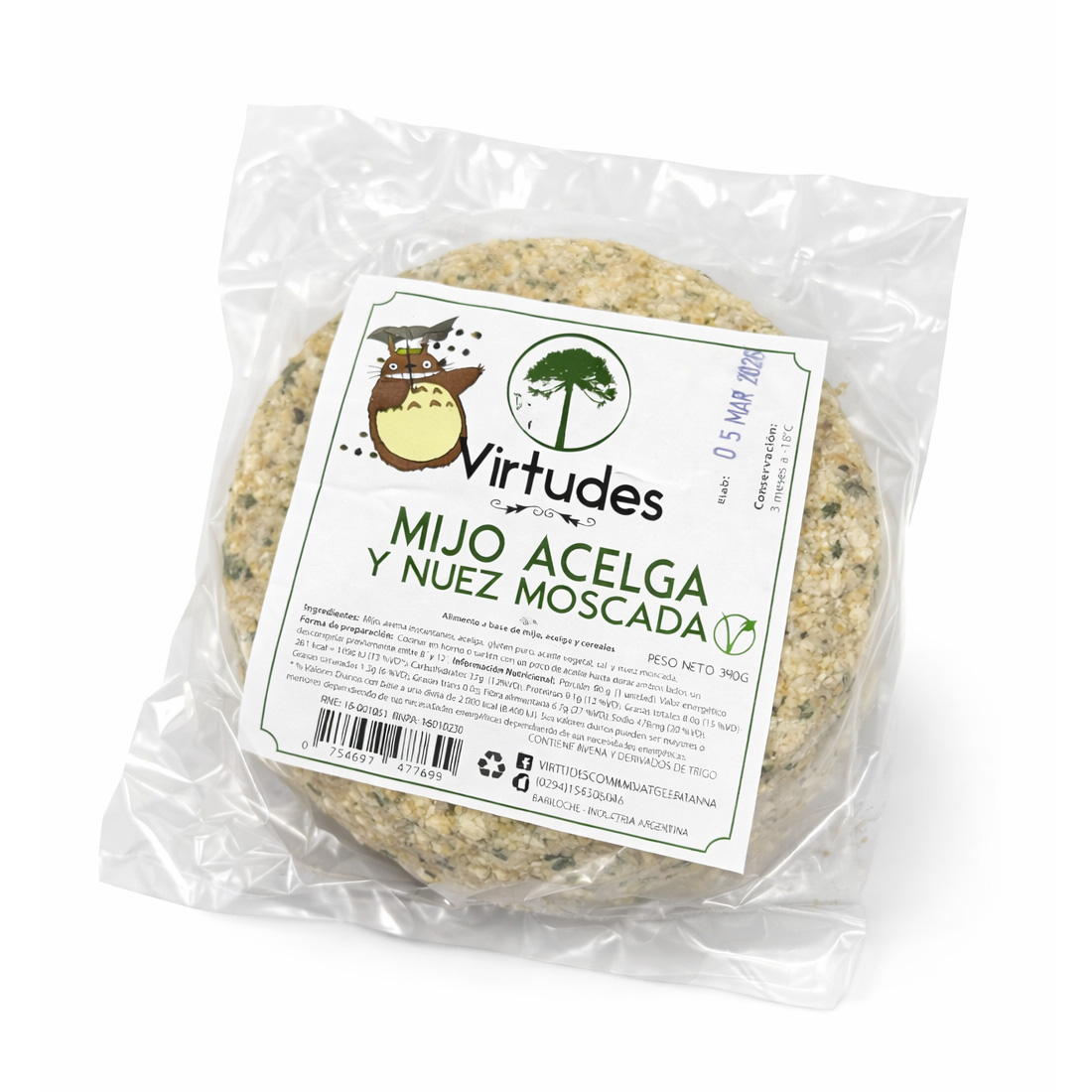 Medallon Mijo Acelga y Nuez Moscada Virtudes 390gr